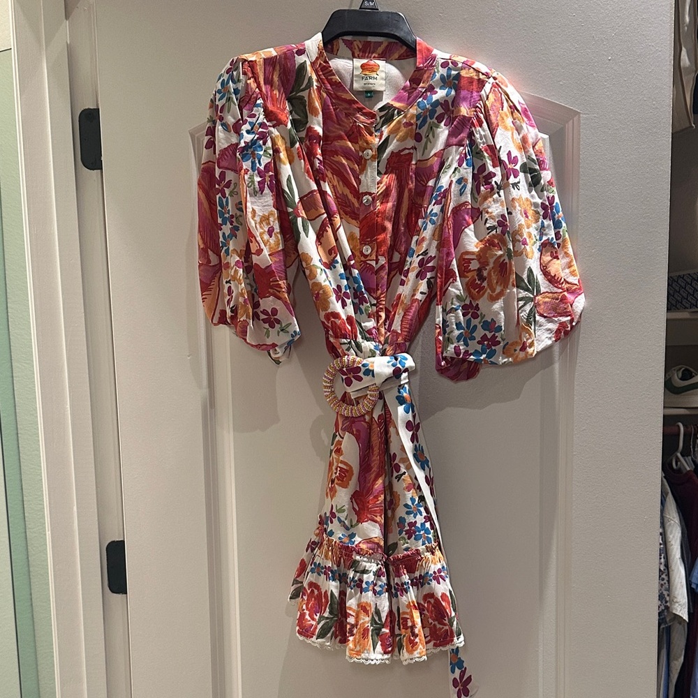 FARM Rio Floral Mini Dress - Red, Pink, Orange